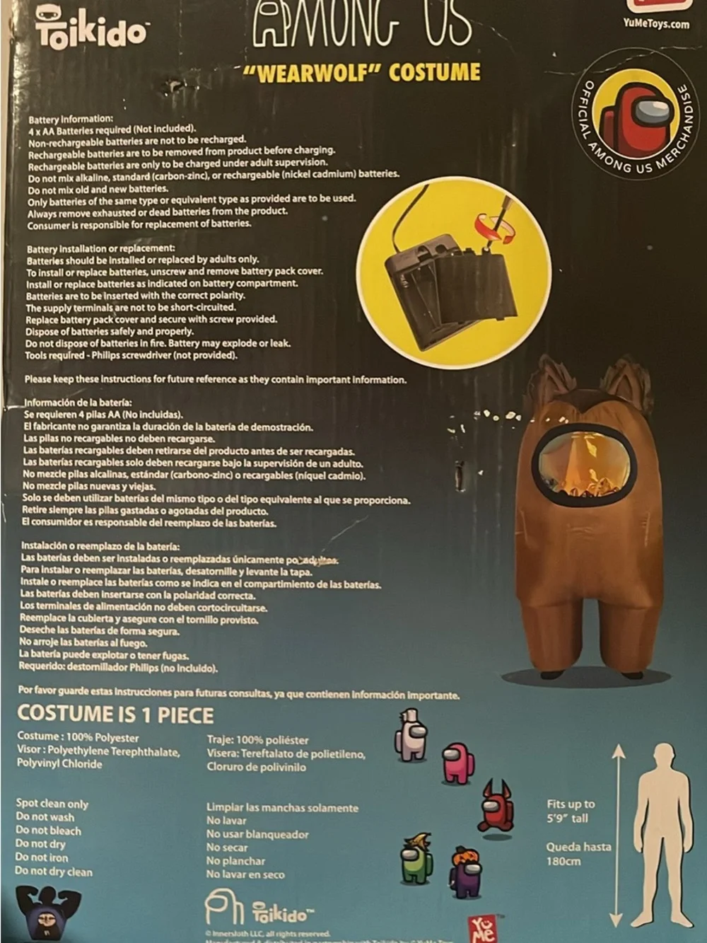 Among Us Wearwolf Inflatable Adult Unisex Costume - Brown